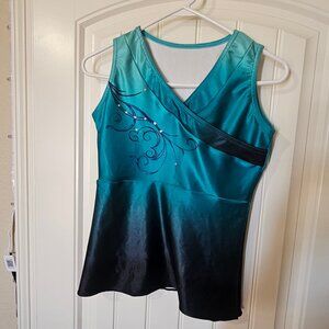 Teal to black dance tank